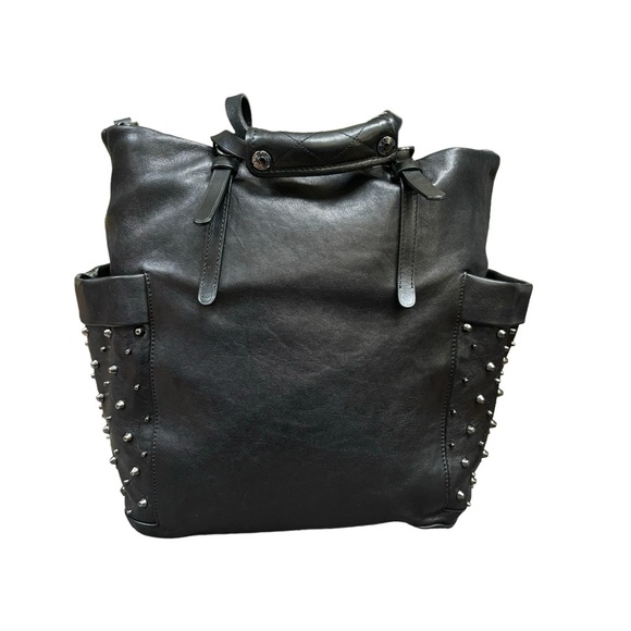 JIMMY CHOO Blare Studded Glossy Leather Black Tote Bag - Picture 7 of 15